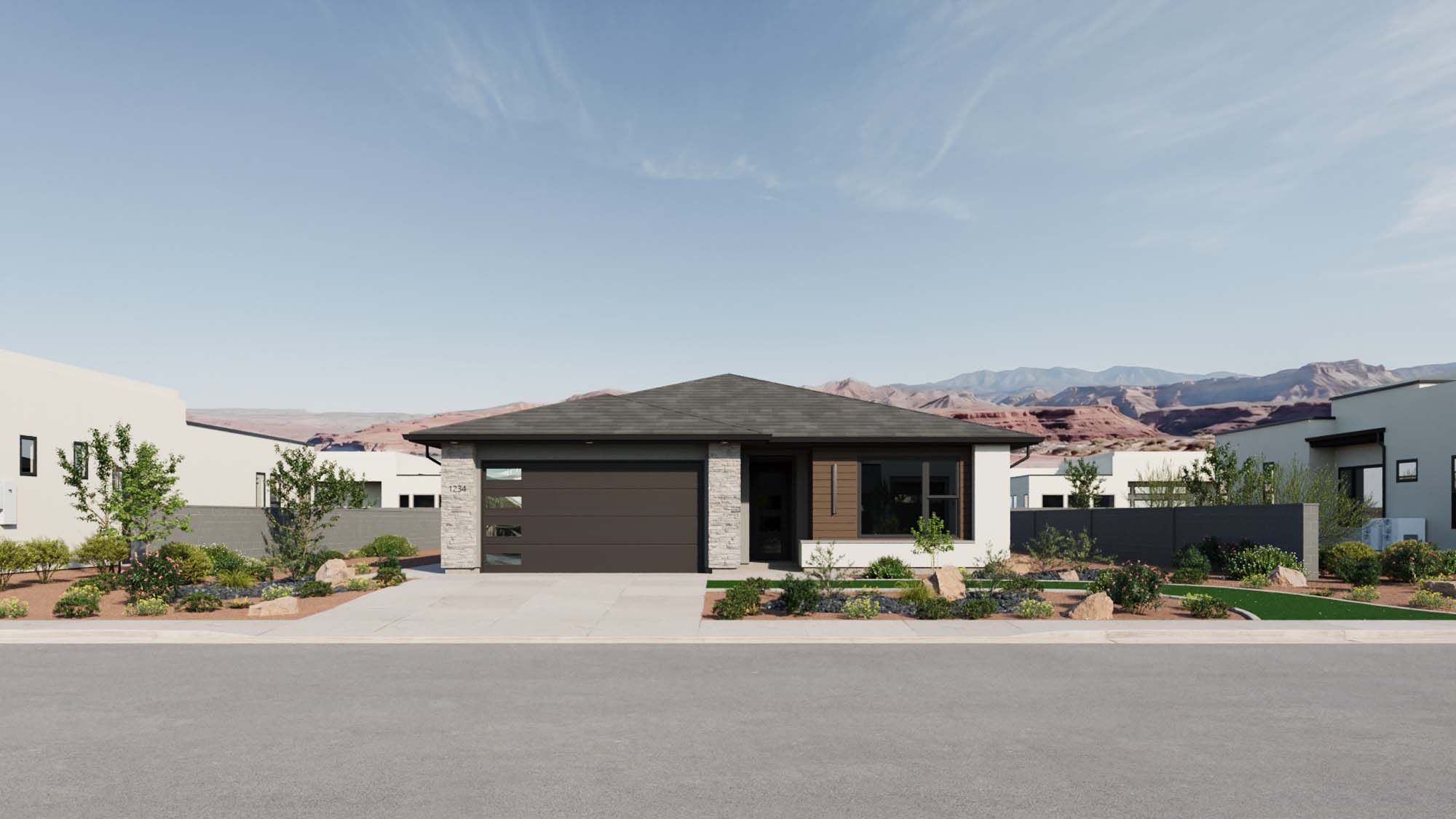 Exterior Modern A Elevation | Basin II at CIELO in Washington, UT by Cole West