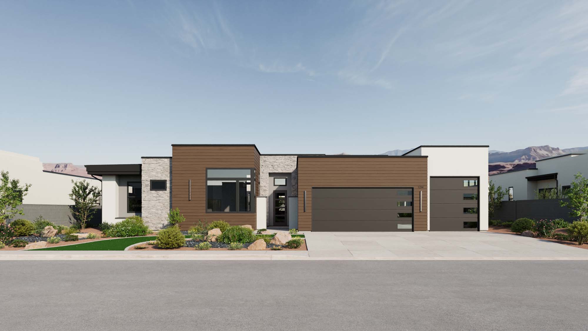 Exterior Modern A Elevation | Denali at CIELO in Washington, UT by Cole West