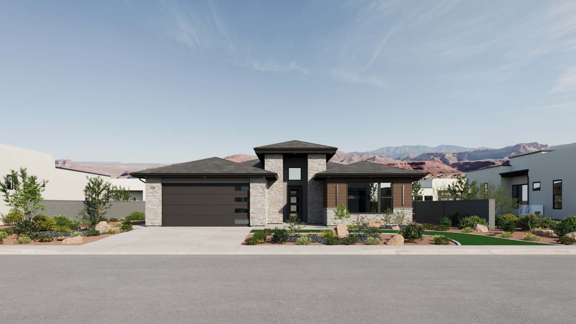 Exterior Modern A Elevation | Mesa II at CIELO in Washington, UT by Cole West
