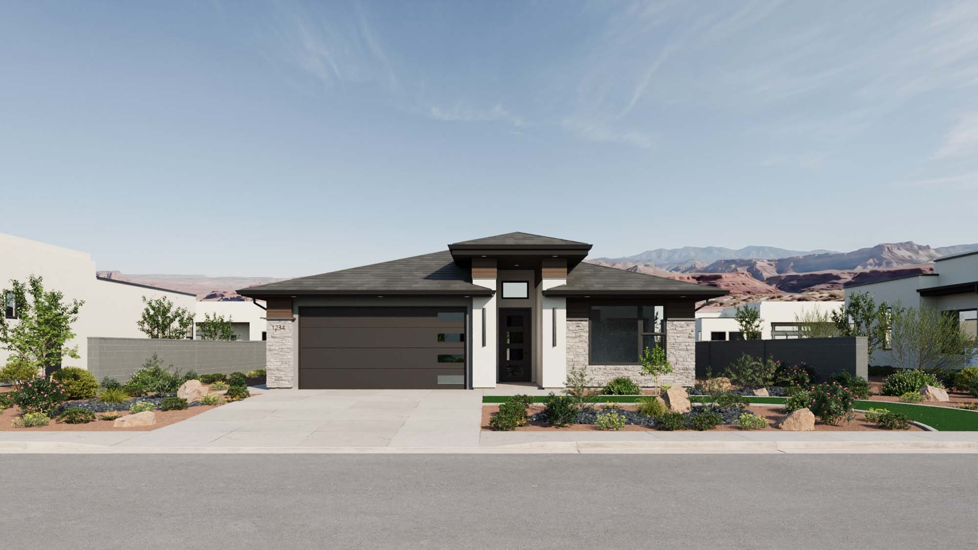 Exterior Modern A Elevation | Mojave II at CIELO in Washington, UT by Cole West