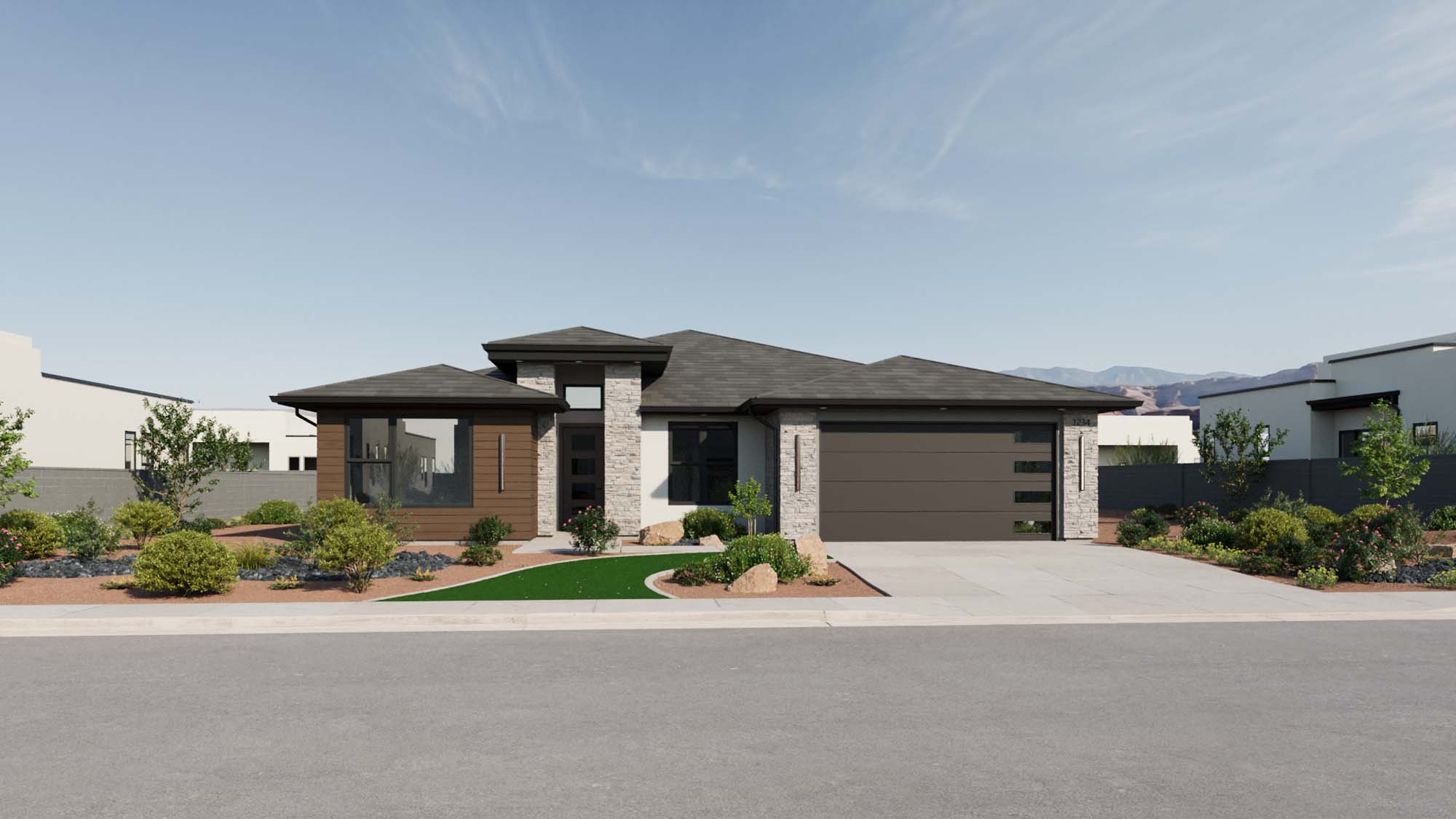 Exterior Modern A Elevation | Sierra at CIELO in Washington, UT by Cole West