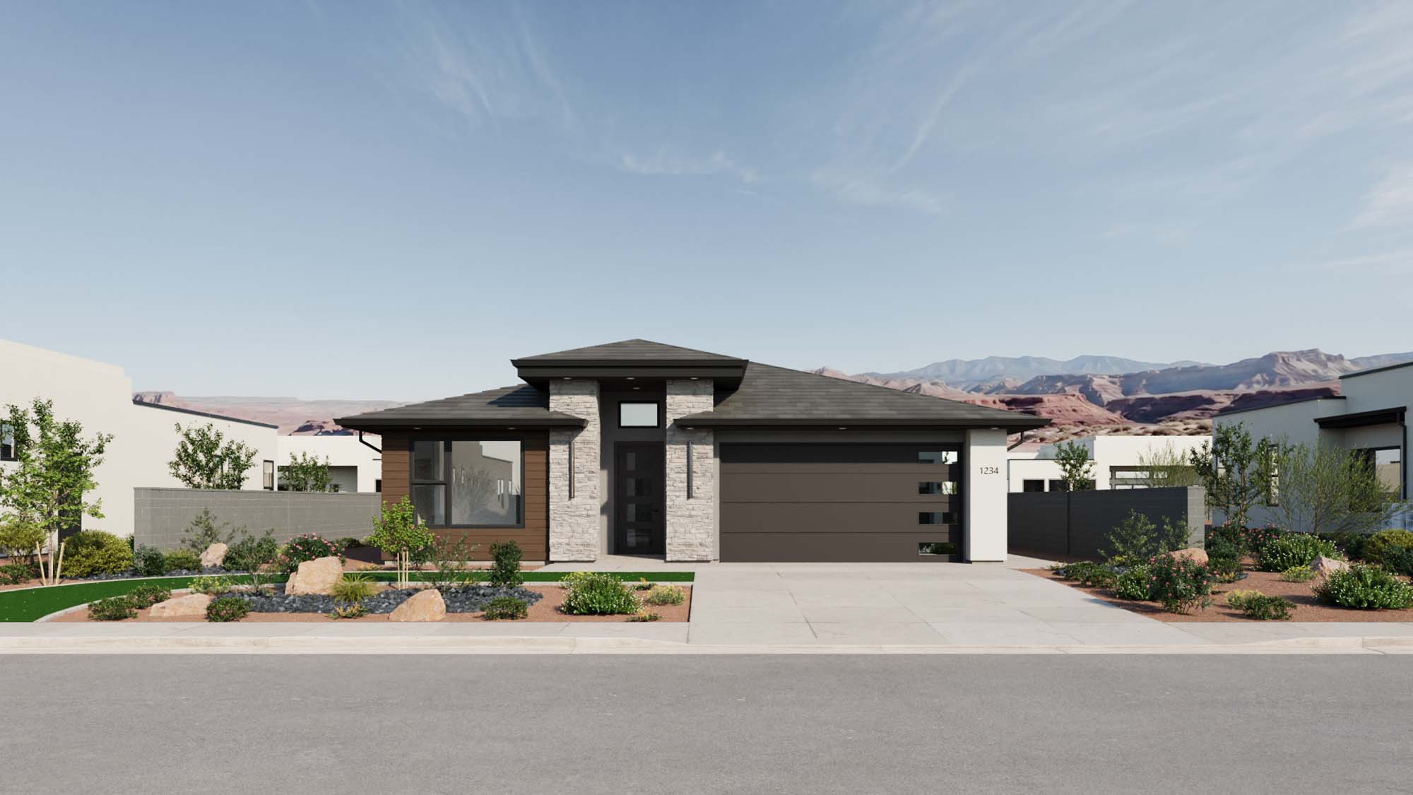 Exterior Modern A Elevation | Sonoran II at CIELO in Washington, UT by Cole West