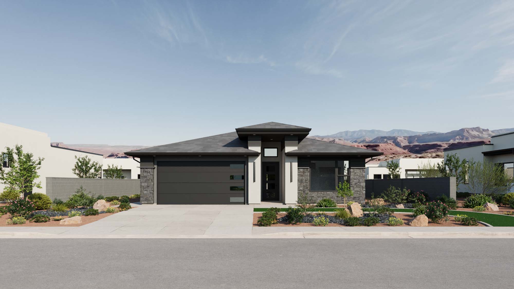 Exterior Modern B Elevation | Mojave II at CIELO in Washington, UT by Cole West