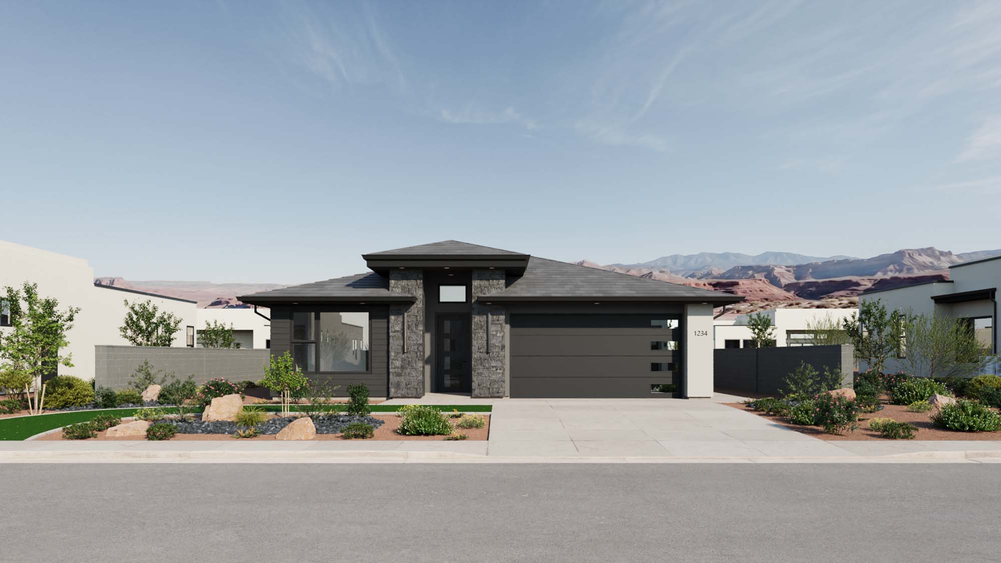 Exterior Modern B Elevation | Sonoran II at CIELO in Washington, UT by Cole West