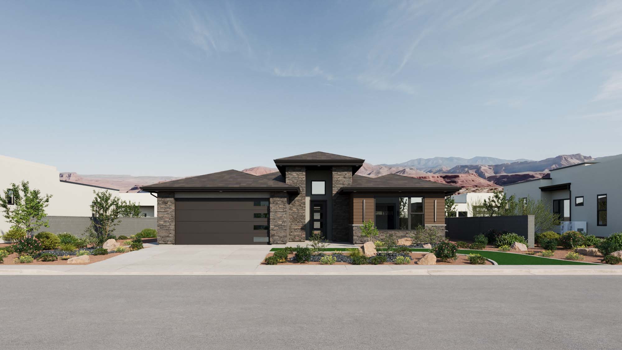 Exterior Modern C Elevation | Mesa II at CIELO in Washington, UT by Cole West
