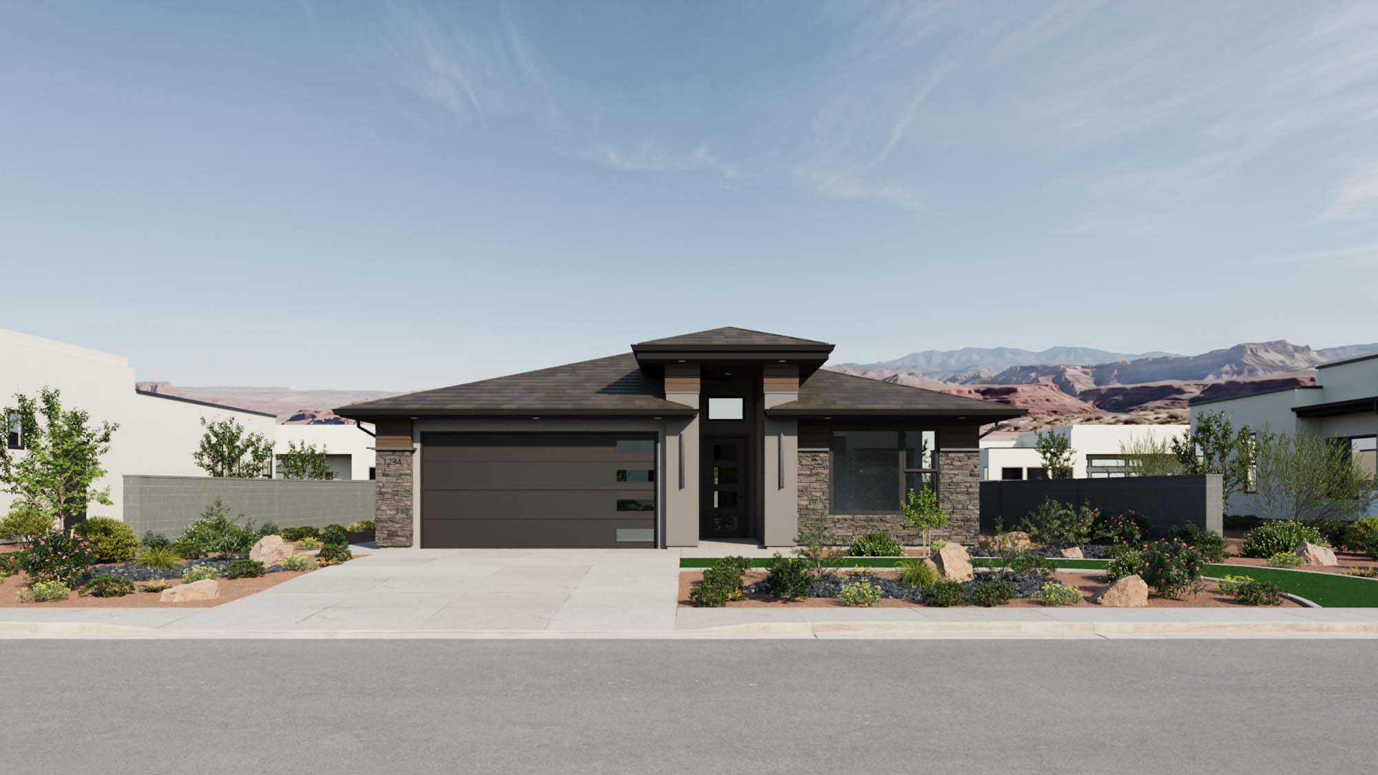 Exterior Modern C Elevation | Mojave II at CIELO in Washington, UT by Cole West
