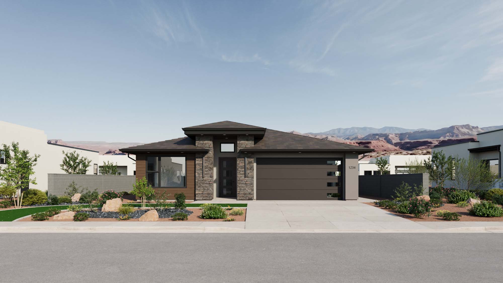 Exterior Modern C Elevation | Sonoran II at CIELO in Washington, UT by Cole West