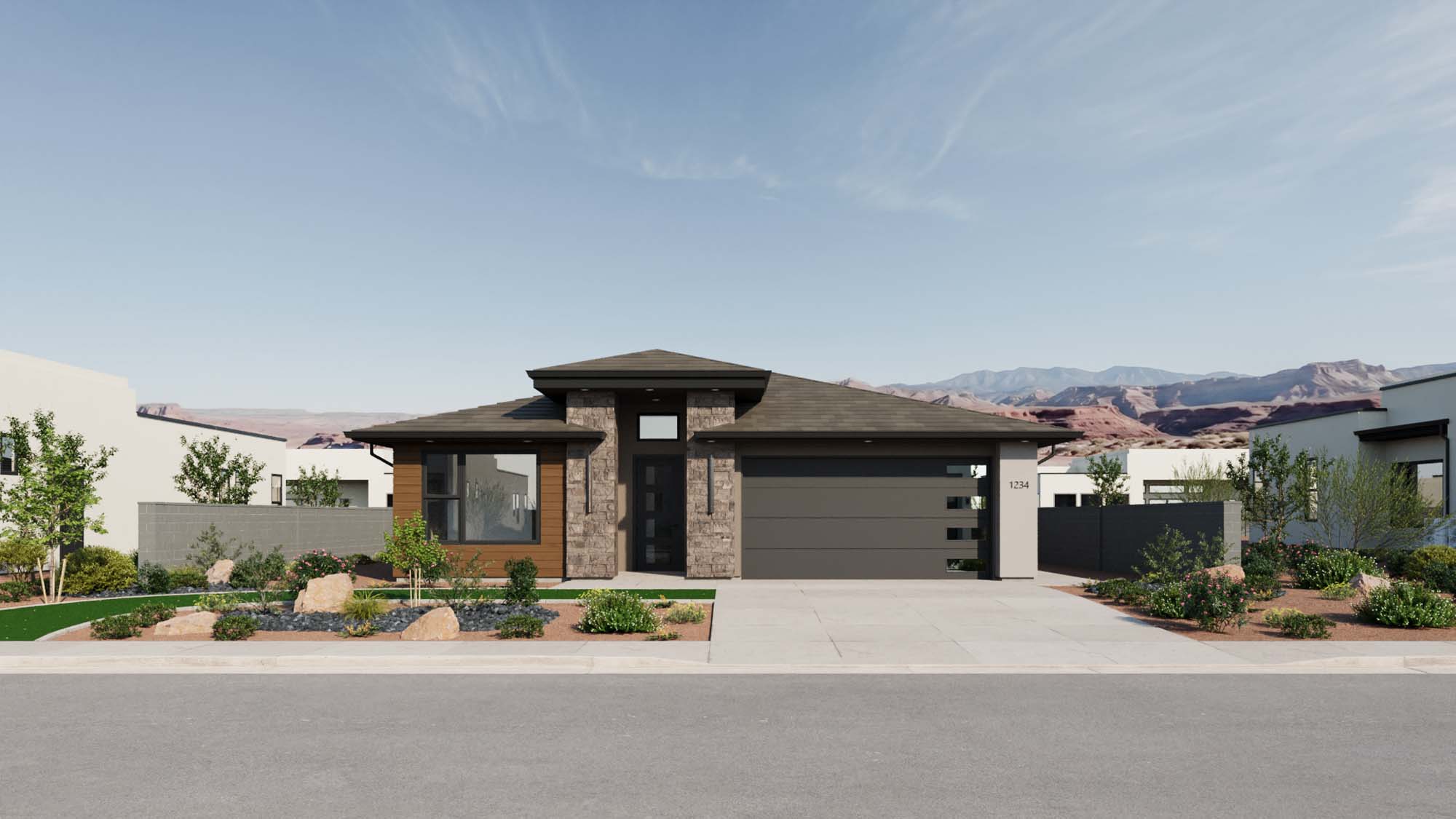 Exterior Modern D Elevation | Sonoran II at CIELO in Washington, UT by Cole West