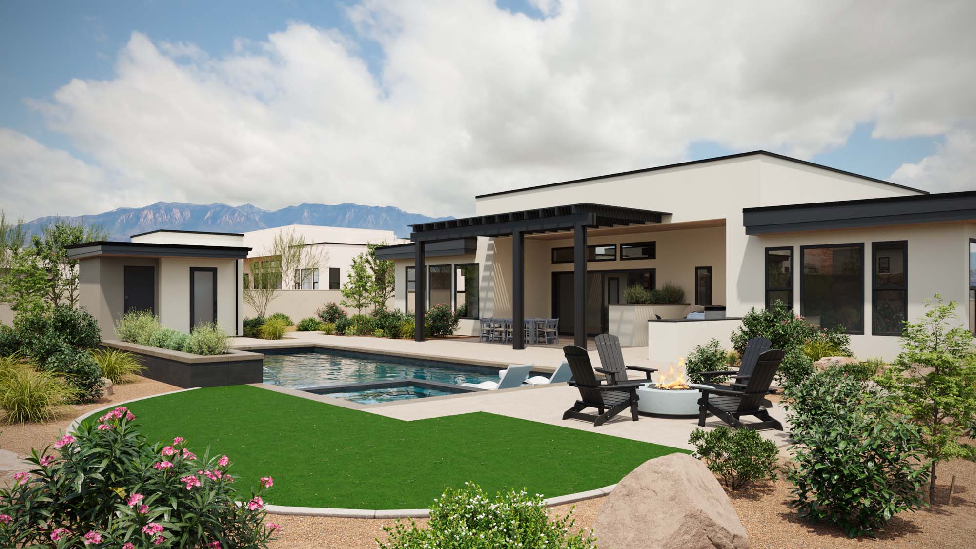 Exterior Rear Modern A Elevation | Millbrook at THE CLUB in Washington, UT by Cole West