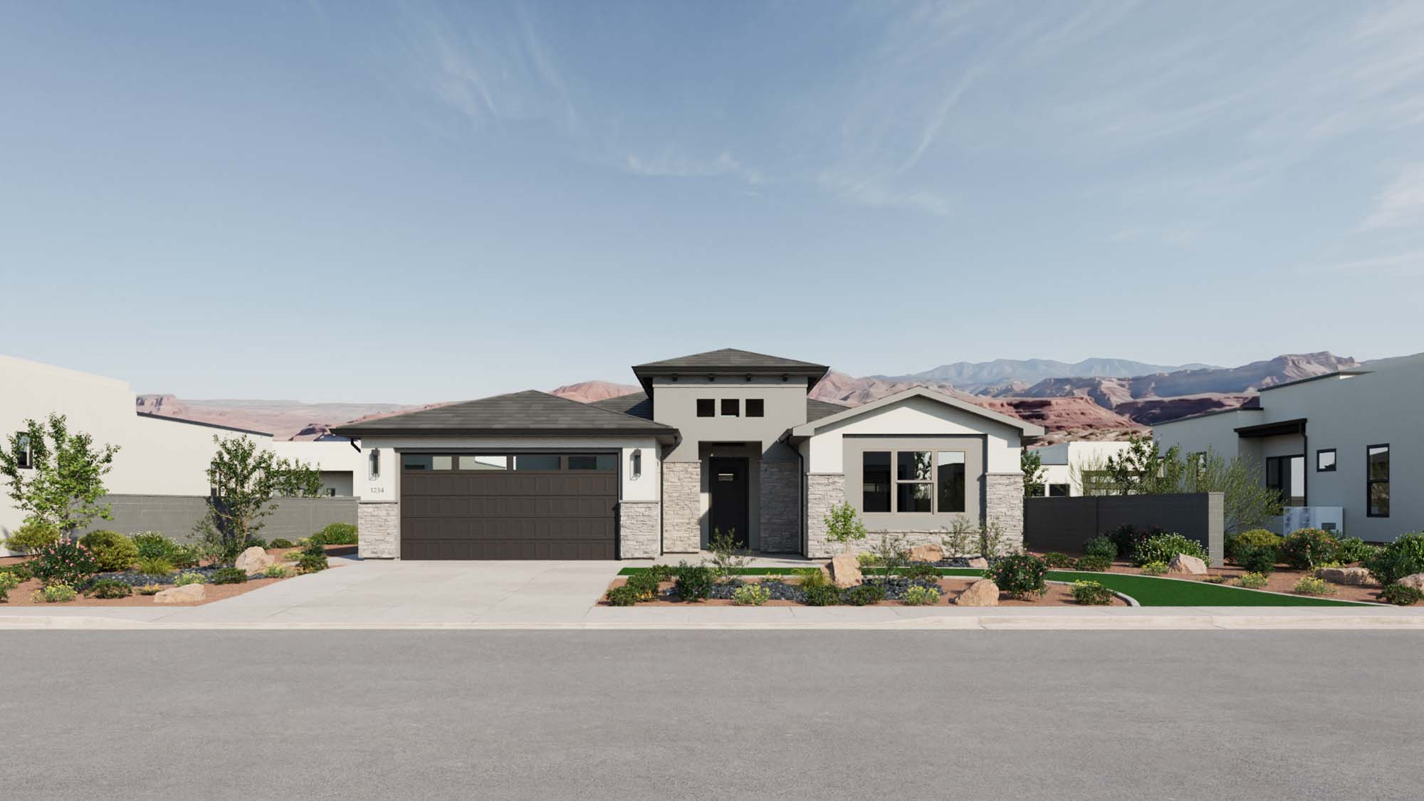 Exterior Southwest A Elevation | Mesa II at CIELO in Washington, UT by Cole West