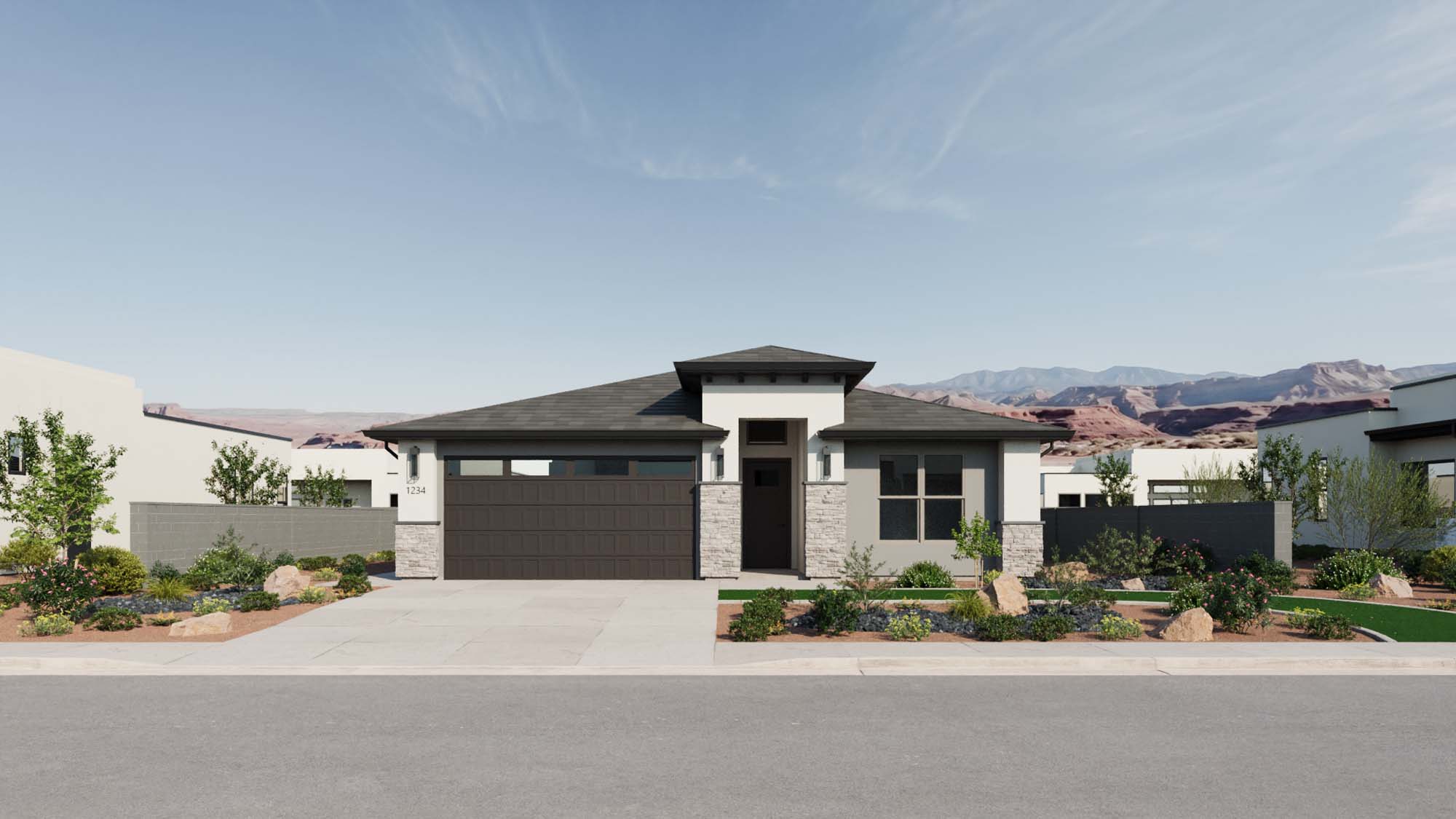 Exterior Southwest A Elevation | Mojave II at CIELO in Washington, UT by Cole West