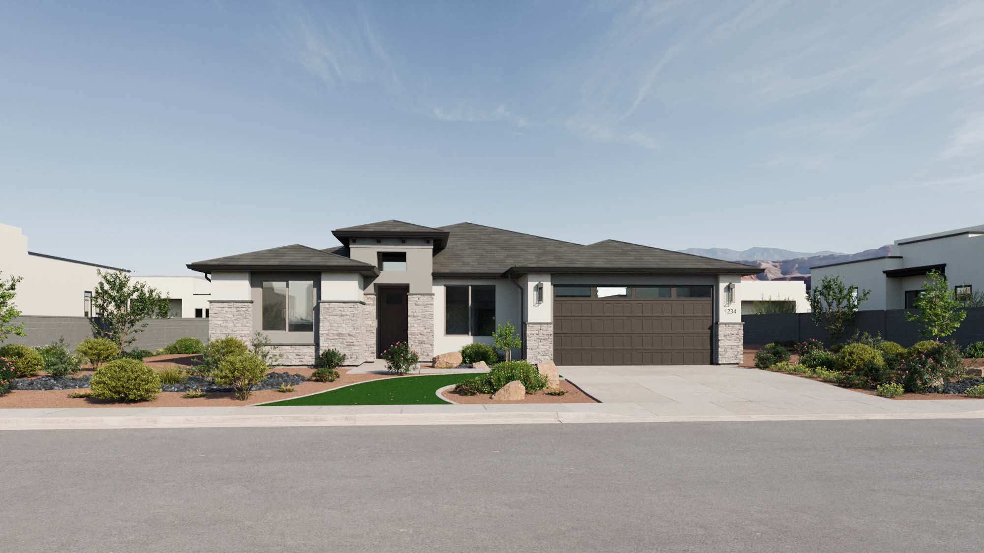 Exterior Southwest A Elevation | Sierra at CIELO in Washington, UT by Cole West