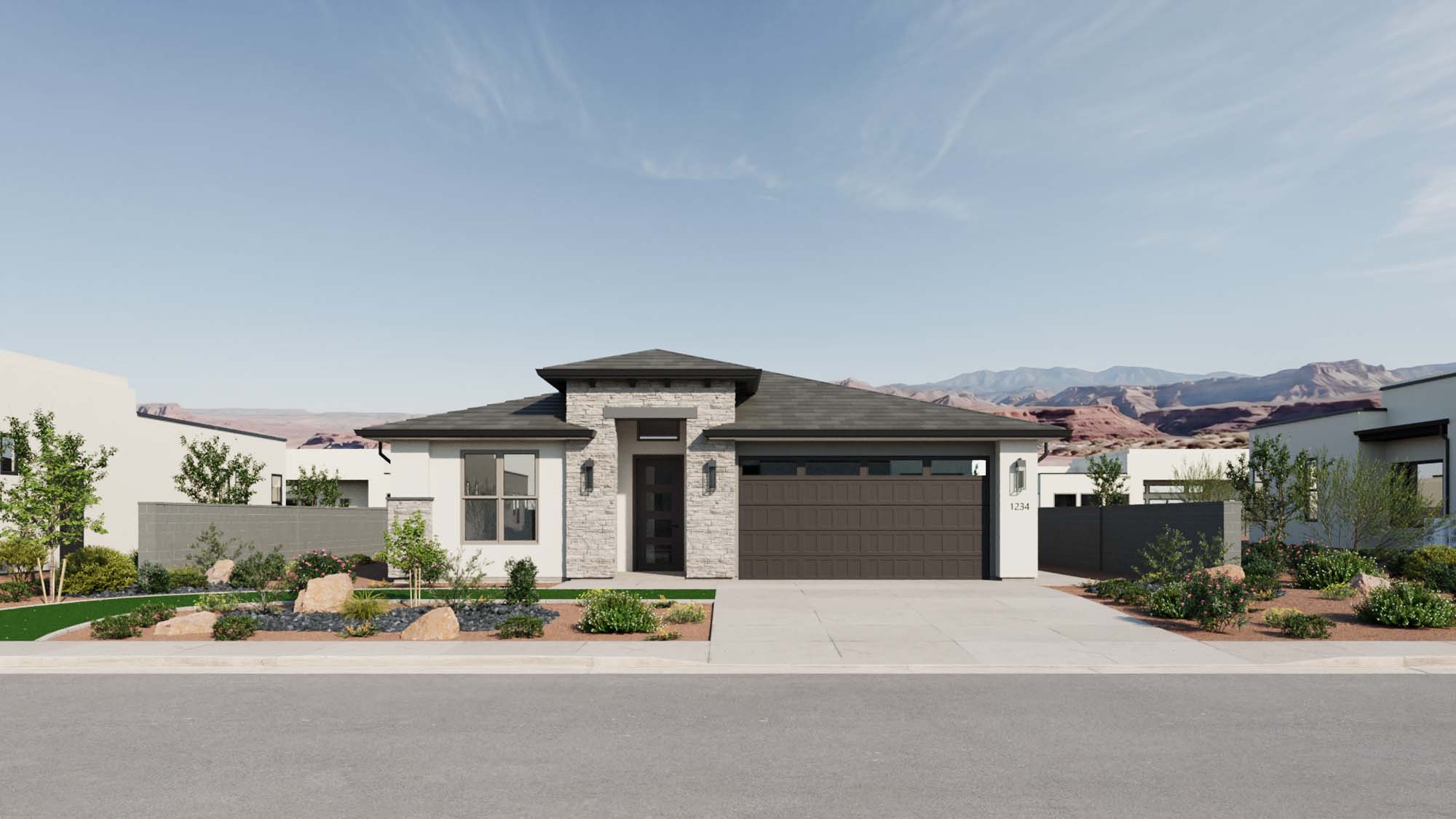 Exterior Southwest A Elevation | Sonoran II at CIELO in Washington, UT by Cole West